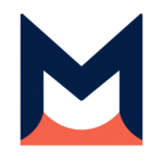 MeowBay logo — navy M with coral cat silhouette