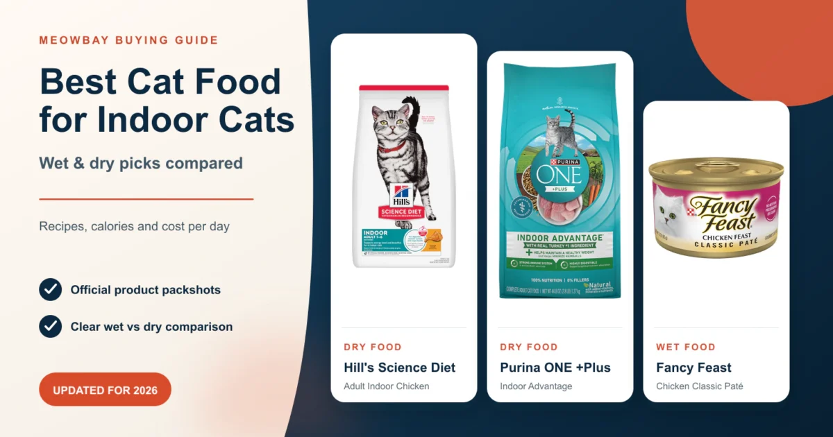 Hill’s Science Diet, Purina ONE Indoor Advantage and Fancy Feast cat food products compared for indoor cats