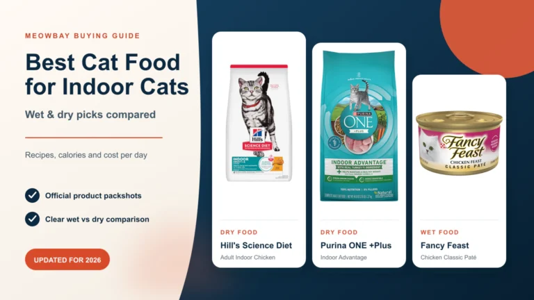 Hill’s Science Diet, Purina ONE Indoor Advantage and Fancy Feast cat food products compared for indoor cats